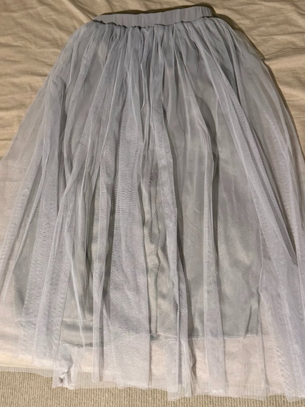 Light blue tulle midi skirt